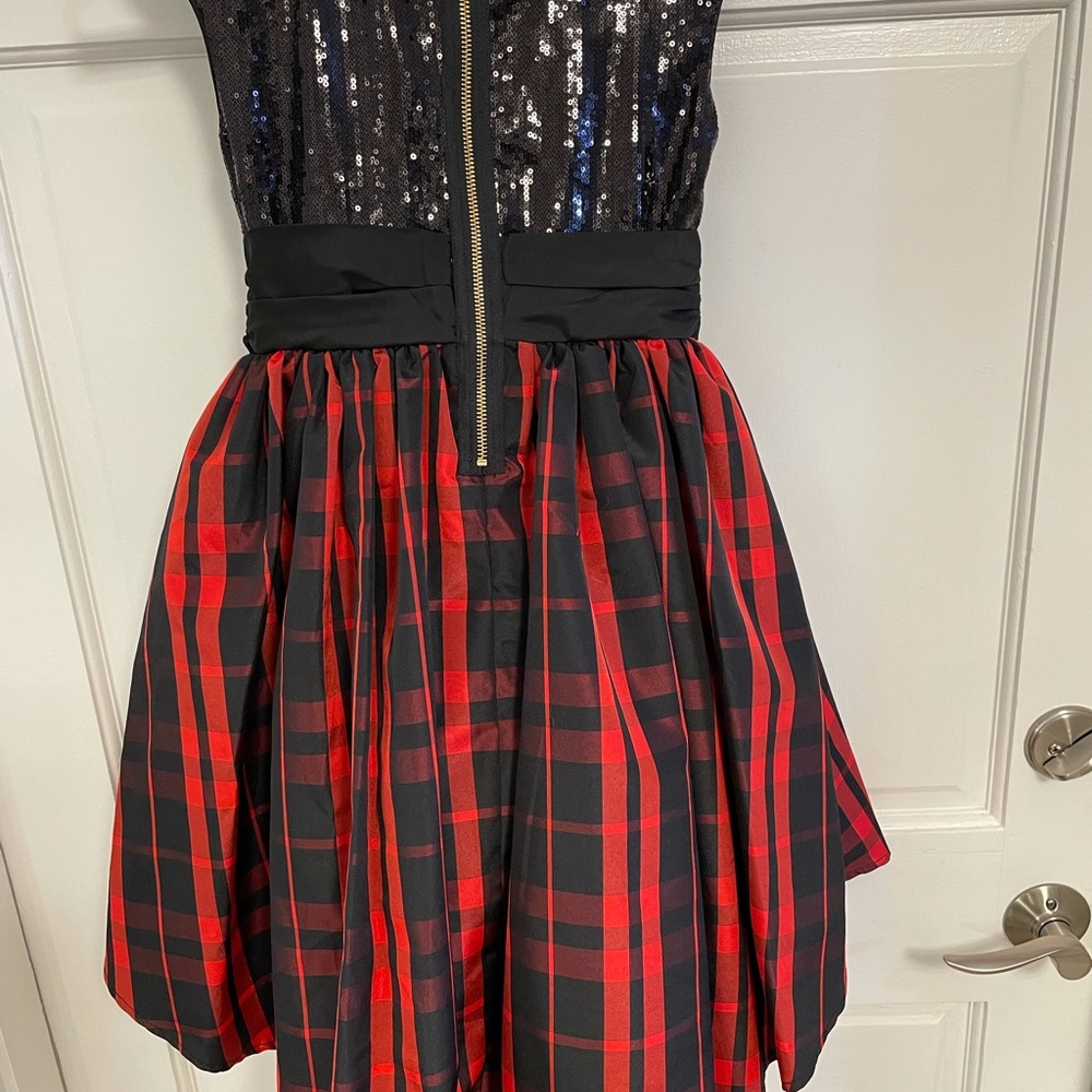 Pepper & Julie black Sequined plaid Dress Sz 10 - Picture 6 of 6
